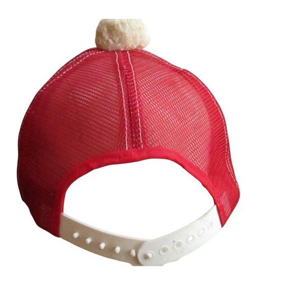 HAT MESH TRUCKER CAP Vtg 70s OMAHA NEBRASKA POM POM BILLED RED - Picture 4 of 5